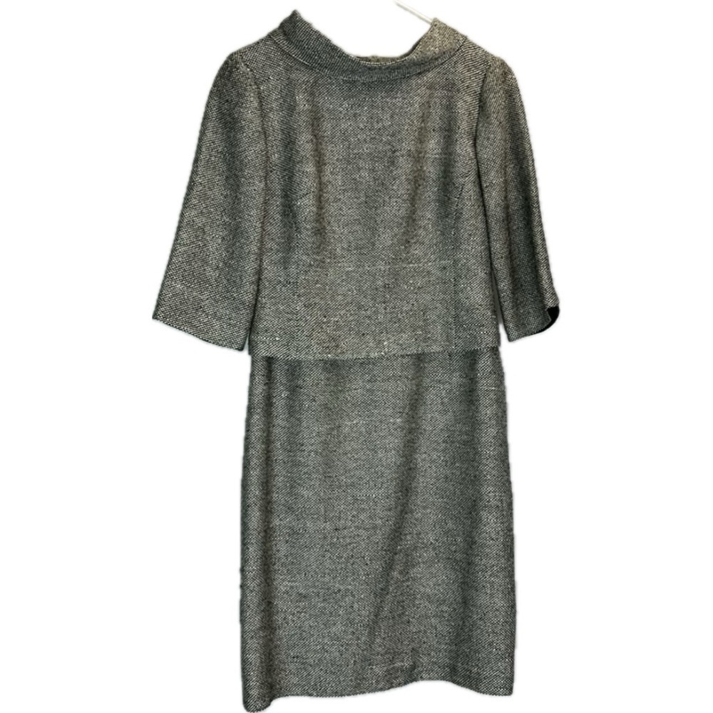 Talbots Petites Pure Silk Tweed Black White Dress Classic